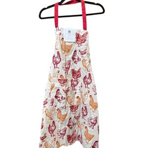 Martha Stewart Collection Pecking Order Chicken Apron Red White Cotton 2008 New